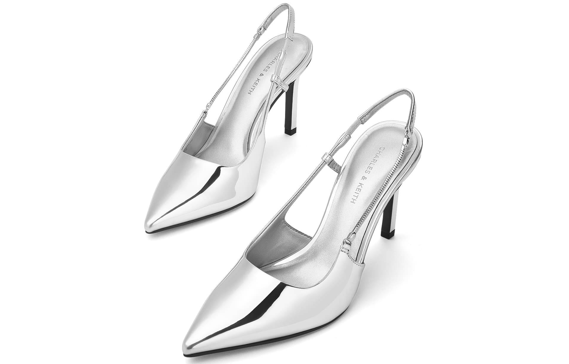 Туфли CHARLES&KEITH PU элегантные деловые модные туфли с заостренным носком и цепью на каблуке 9,3 см - изображение 3