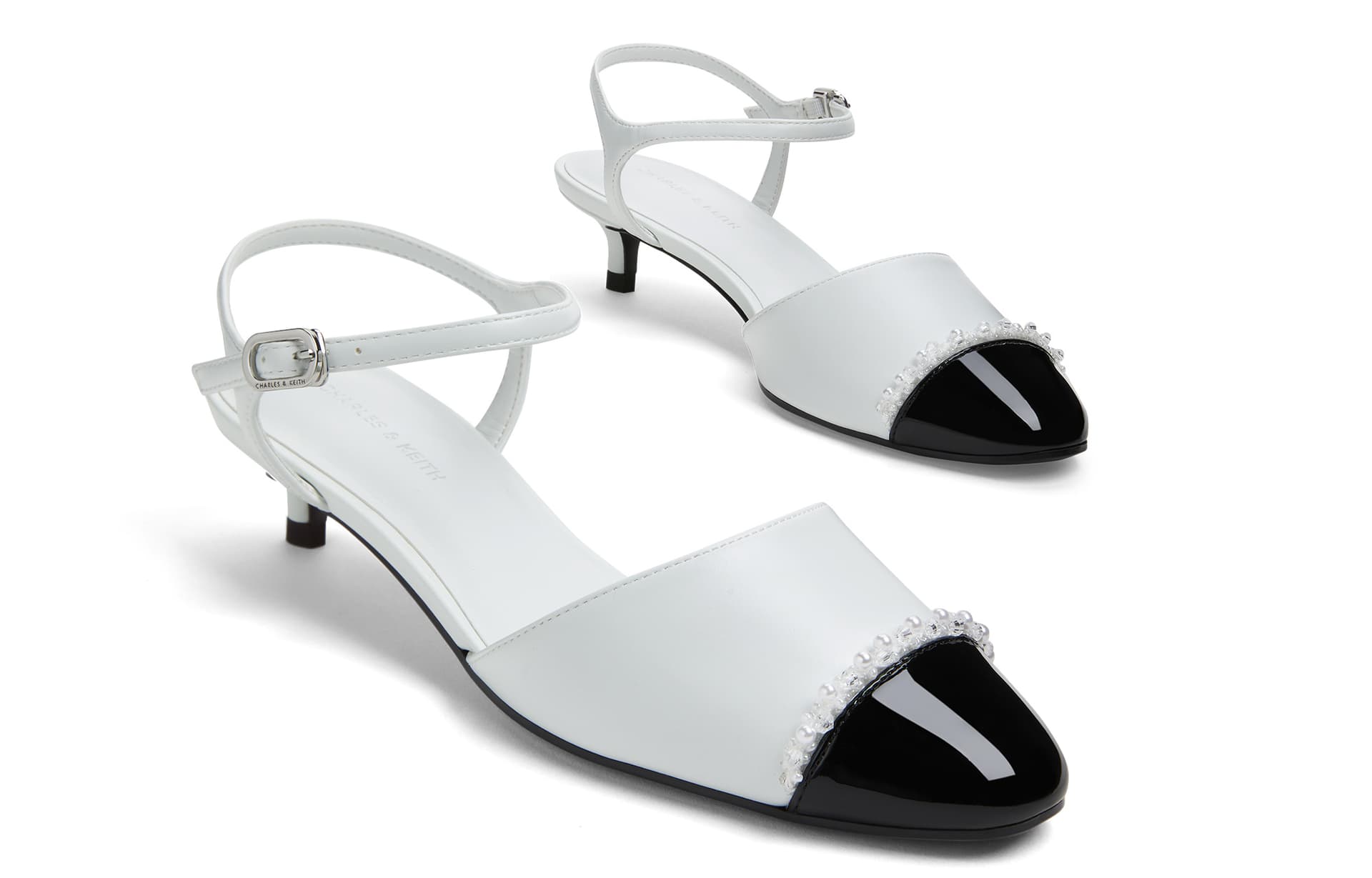 Туфли CHARLES&KEITH Туфли женские на узком каблуке 3,7 см с цветовым блоком и бусинами - изображение 6