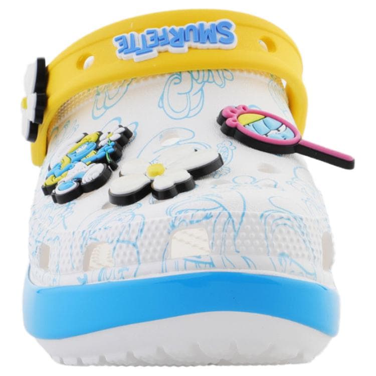Сабо Crocs Classic Platform Clog SMURFS Платформа Clog Сабо резиновые Женские Белый Синий Желтый - изображение 4