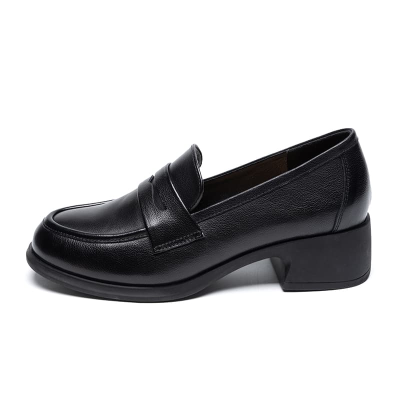 Лоферы ZHR Коровья кожа Лоферы 4CM Женские Черные - изображение 1