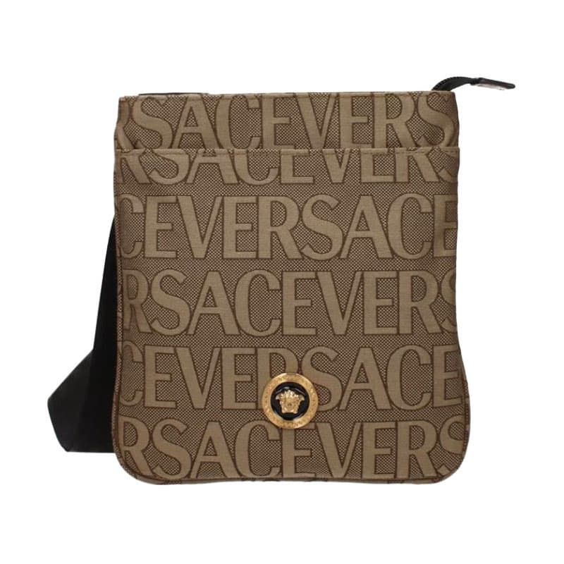 Сумка через плечо VERSACE Холщовая сумка через плечо мужская коричневая - изображение 1