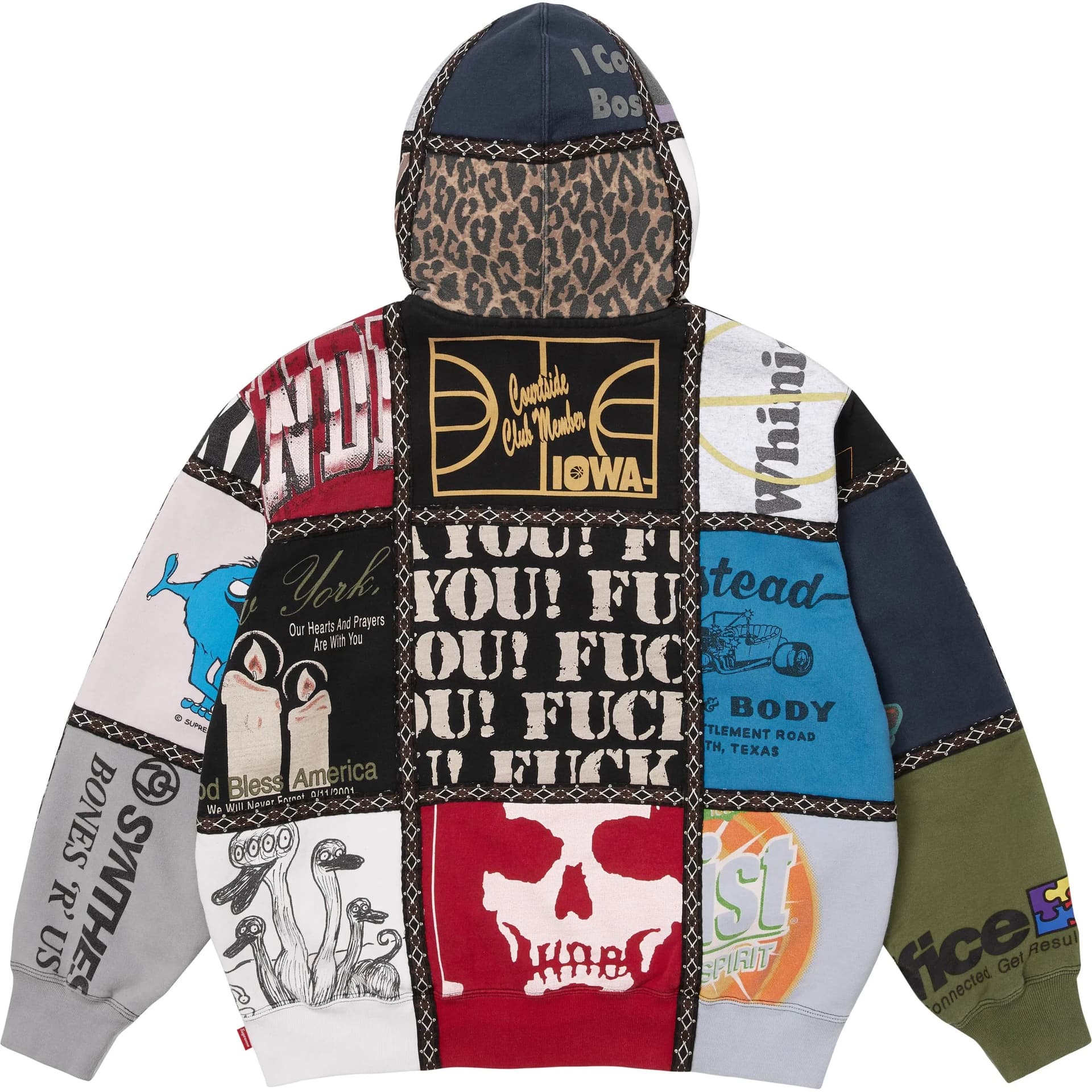 Кофта Supreme X NumberNine FW25 WEEK16 Пэчворк ZIP UP Худи Свитшот Унисекс - изображение 2