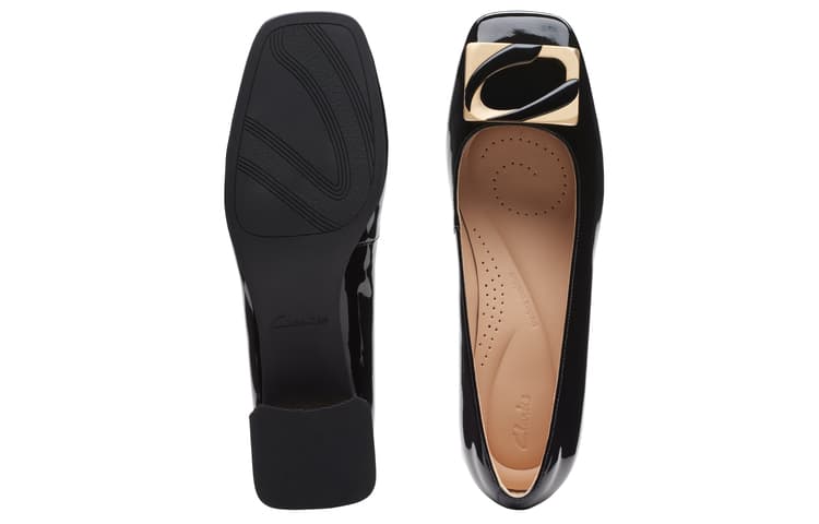 Туфли Clarks Nia Collection Натуральная коровья кожа грубый каблук высокий каблук 4,5 см женский черный - изображение 3