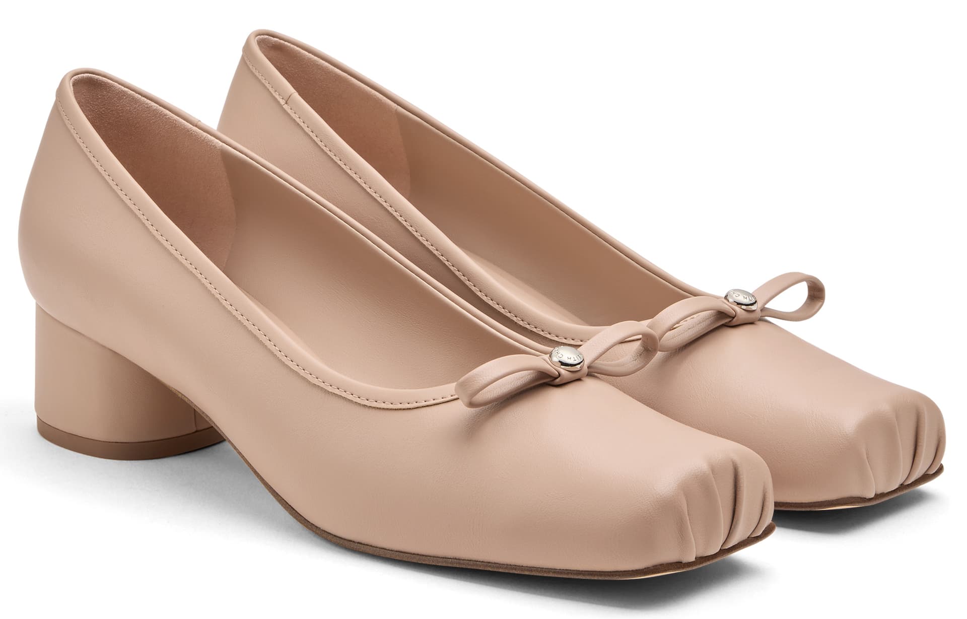 Туфли CHARLES&KEITH PU Балетки с квадратным носком и бантом на грубом каблуке 4см женские - изображение 2