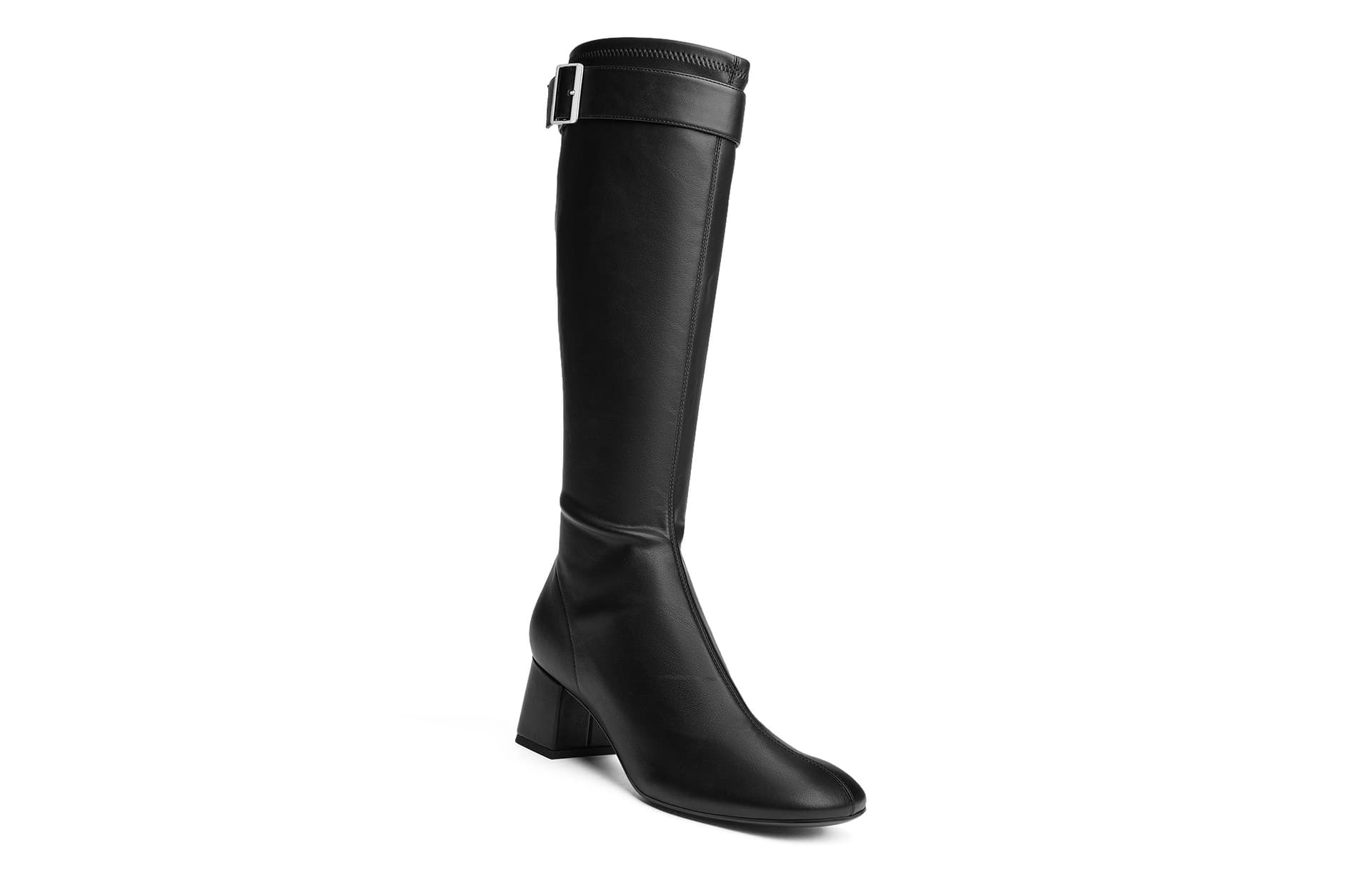 Ботинки CHARLES&KEITH Женские эластичные сапоги с пряжкой, круглым носком и квадратным каблуком 5,5 см - изображение 3