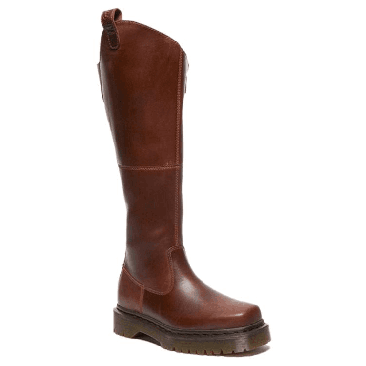 Ботинки Dr.Martens Коровья кожа Высокие сапоги до колена 3,5 см Женские Красно-коричневый - изображение 2