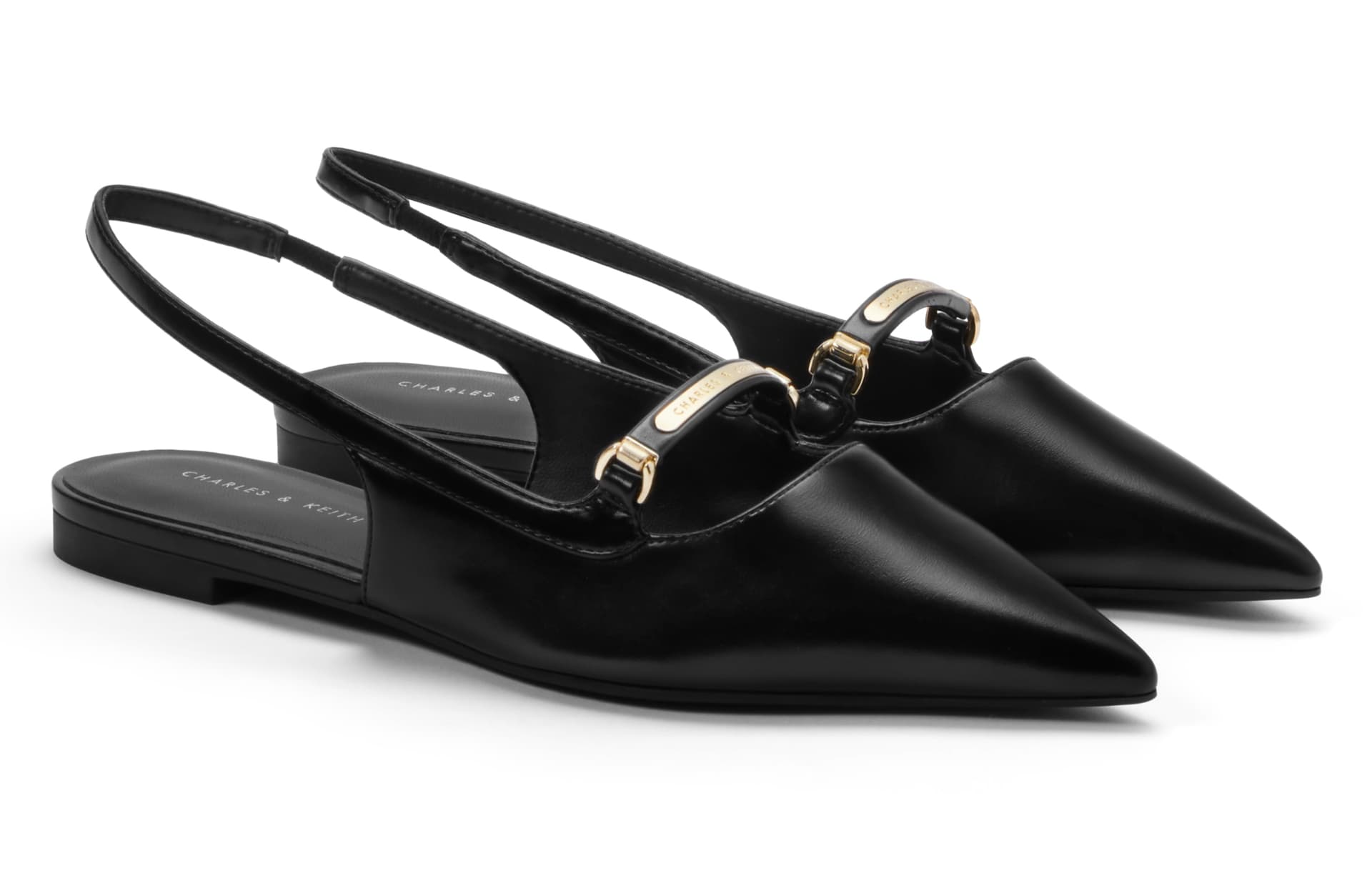 Тапочки CHARLES&KEITH PU Деловой повседневный стиль Женские повседневные туфли Плоский - изображение 2