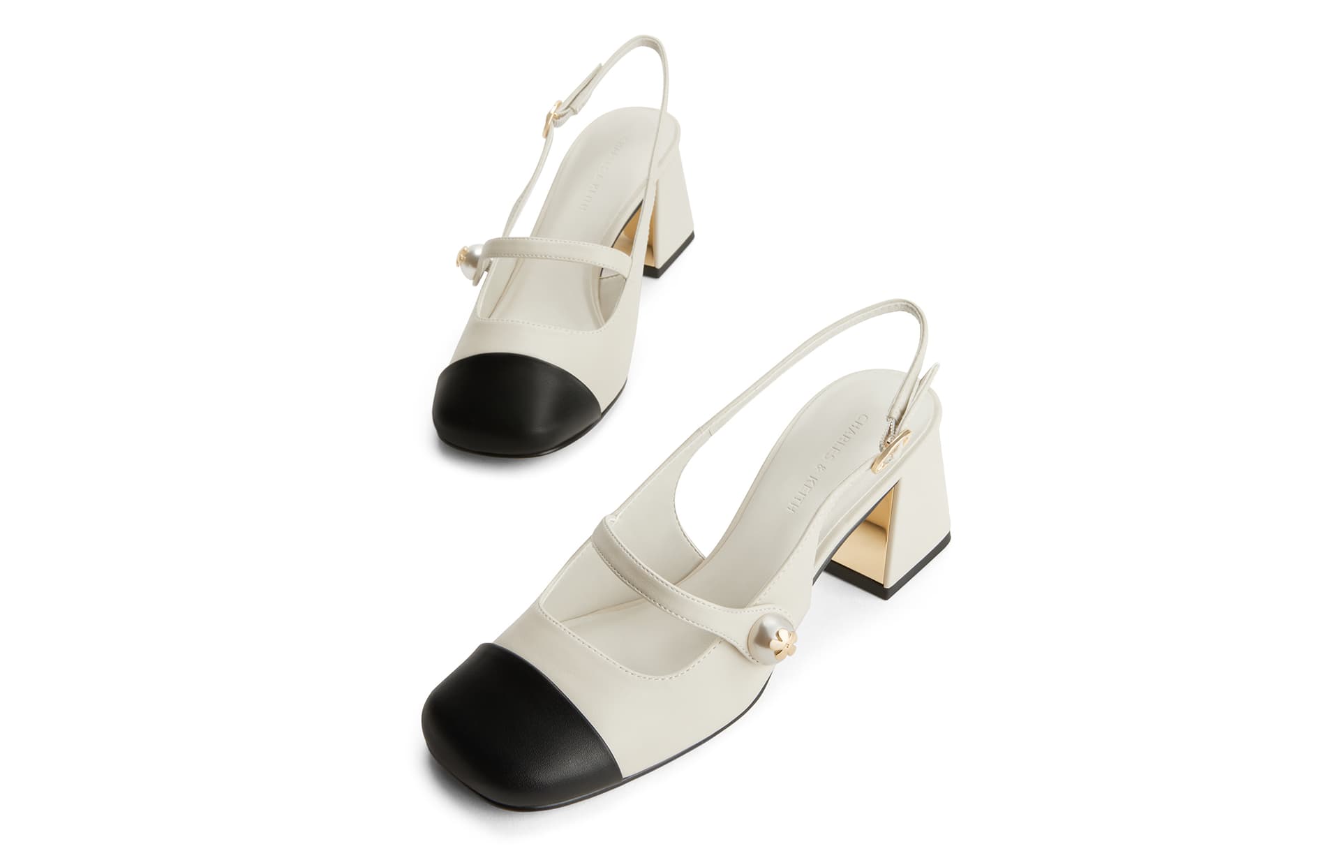 Шлёпанцы CHARLESKEITH ck PU 6.1cm ChalkBLACK TEXTUREDCream - изображение 3
