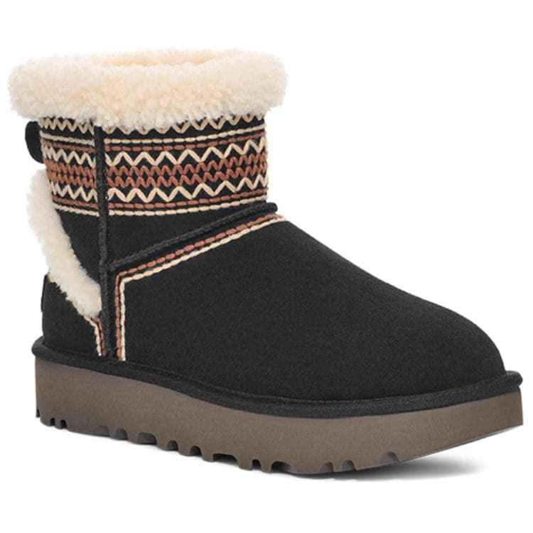 Ботинки зимние UGG CLASSIC MINI Atherson Коровья кожа Спилок с флисовой подкладкой модный удобный короткий сноубутсы женский черный - изображение 2