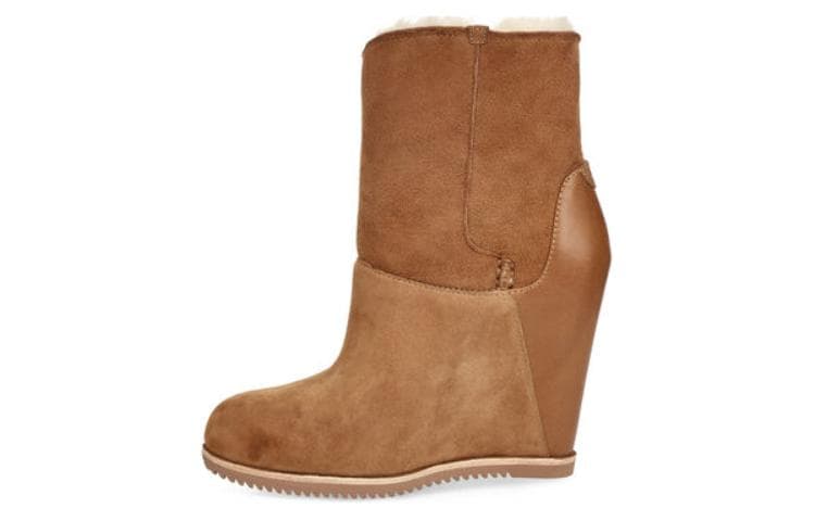 Сапоги UGG кожа ботильоны женские каштановые - изображение 1