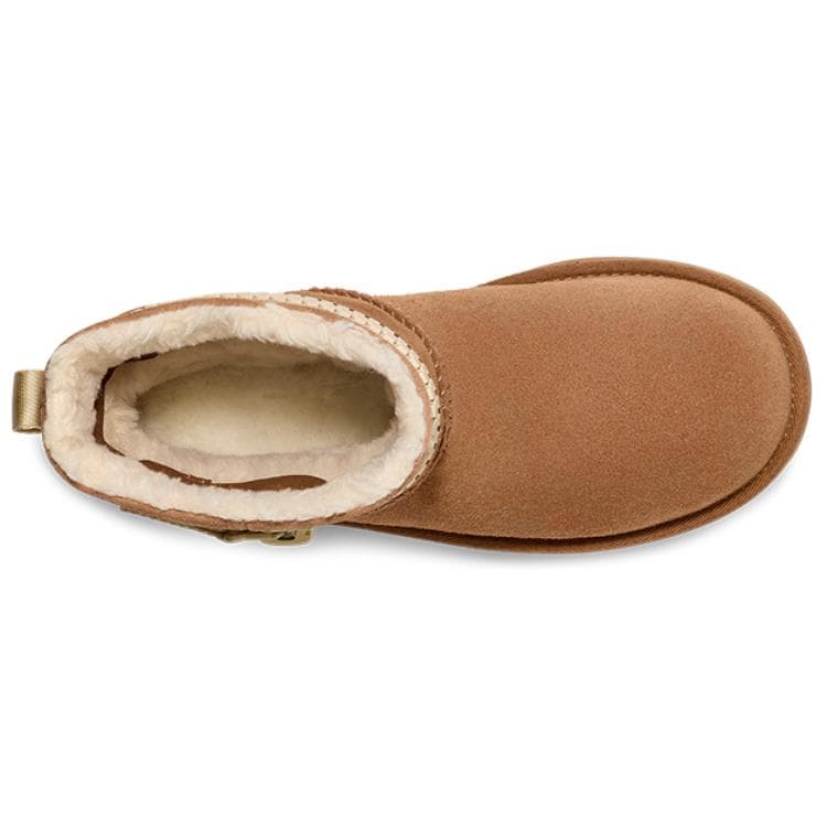 Ботинки зимние UGG Корова Спилок Удобный С молнией с флисовой подкладкой Короткие Снеботуфли Женские Каштановые - изображение 4
