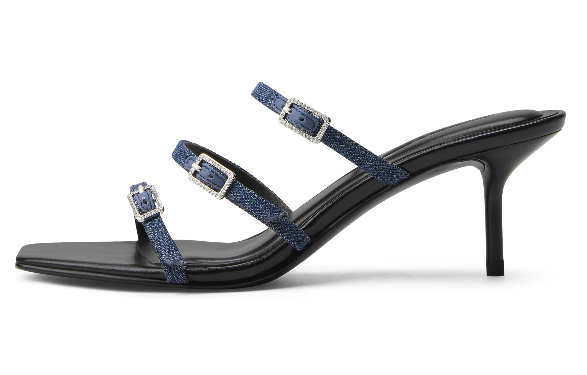 Сандалии CHARLESKEITH ck 6.5cm Black PatentSilverDenim Blue