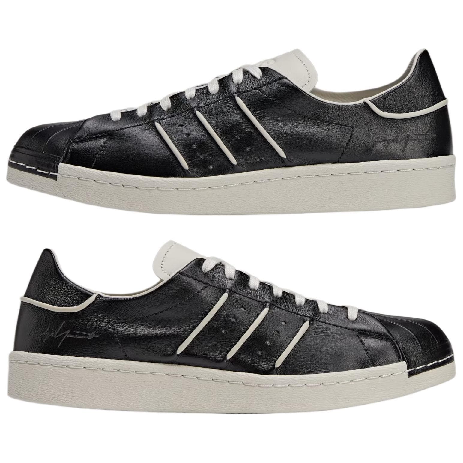 Кроссовки Y-3 SUPERSTAR 100% кожа Круглый носок Винтаж Лоу-топы Повседневная обувь для скейтборда Унисекс Черный - изображение 7