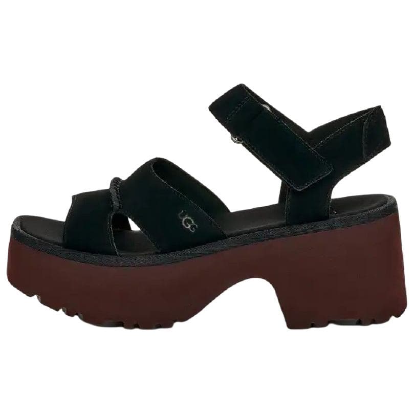 Шлёпанцы UGG New Heights Искусственная замша Одинарные Шнуровые Сандалии Женские Черные - изображение 1