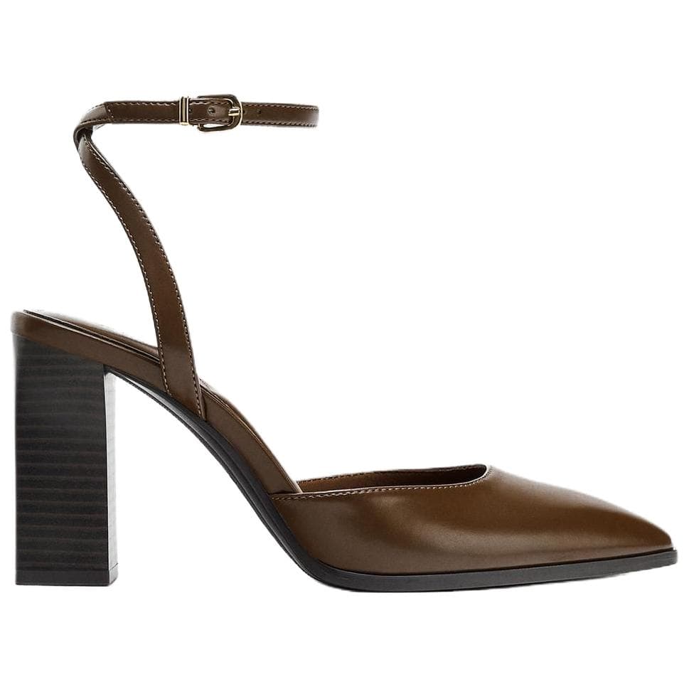 Туфли ZARA PU (полиуретан) Грубый каблук Высокие каблуки 9,5 см Женские Коричневый - изображение 2