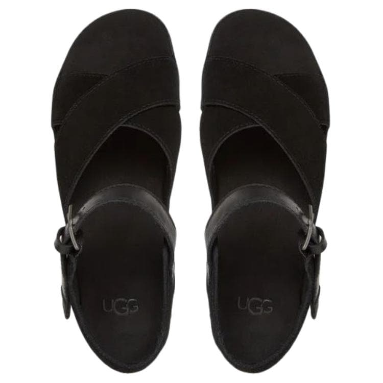 Шлёпанцы UGG Aubrey one Шнуровки Сандалии 6 см Женские Черные - изображение 4