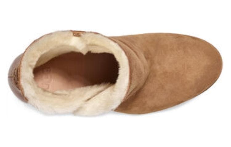 Сапоги UGG кожа ботильоны женские каштановые - изображение 4