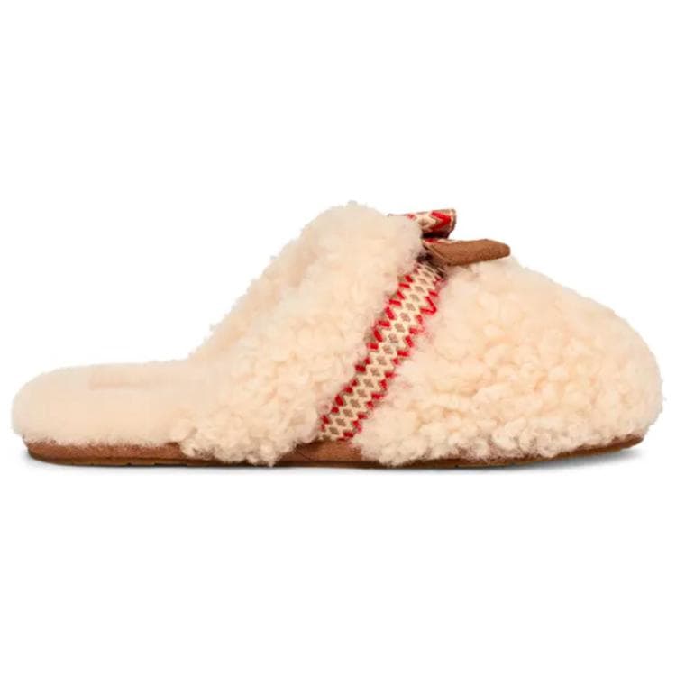 Сандалии UGG Платформа Удобные С флисовой подкладкой мюли противоскользящие домашние тапочки женские натуральный белый цвет - изображение 2