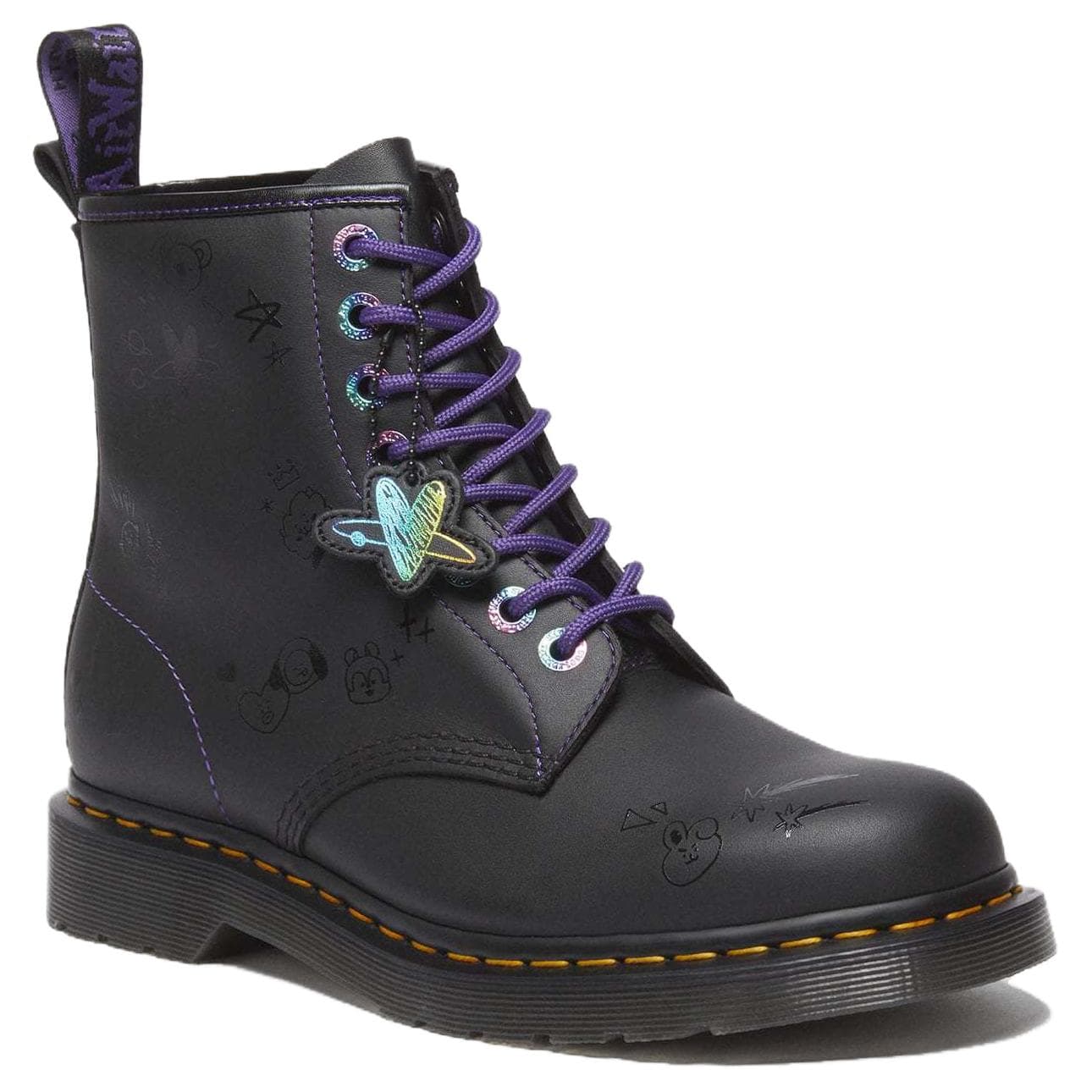 Ботинки BT21 x Dr.Martens 1460 Кожаные армейские ботинки 3 см мужские черные - изображение 2