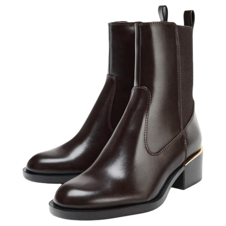 Сапоги ZARA ПУ (полиуретан) Ботильоны 5 см Женские Коричневые - изображение 2