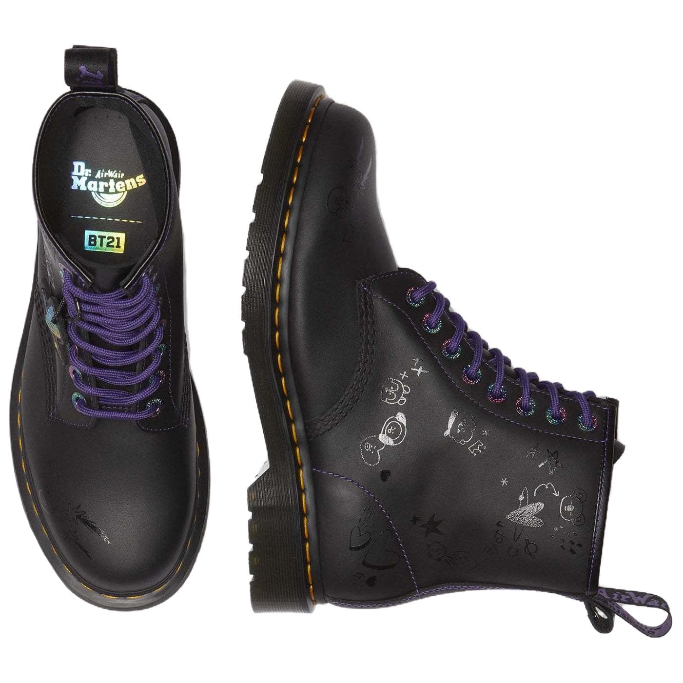 Ботинки BT21 x Dr.Martens 1460 Кожаные армейские ботинки 3 см мужские черные - изображение 5