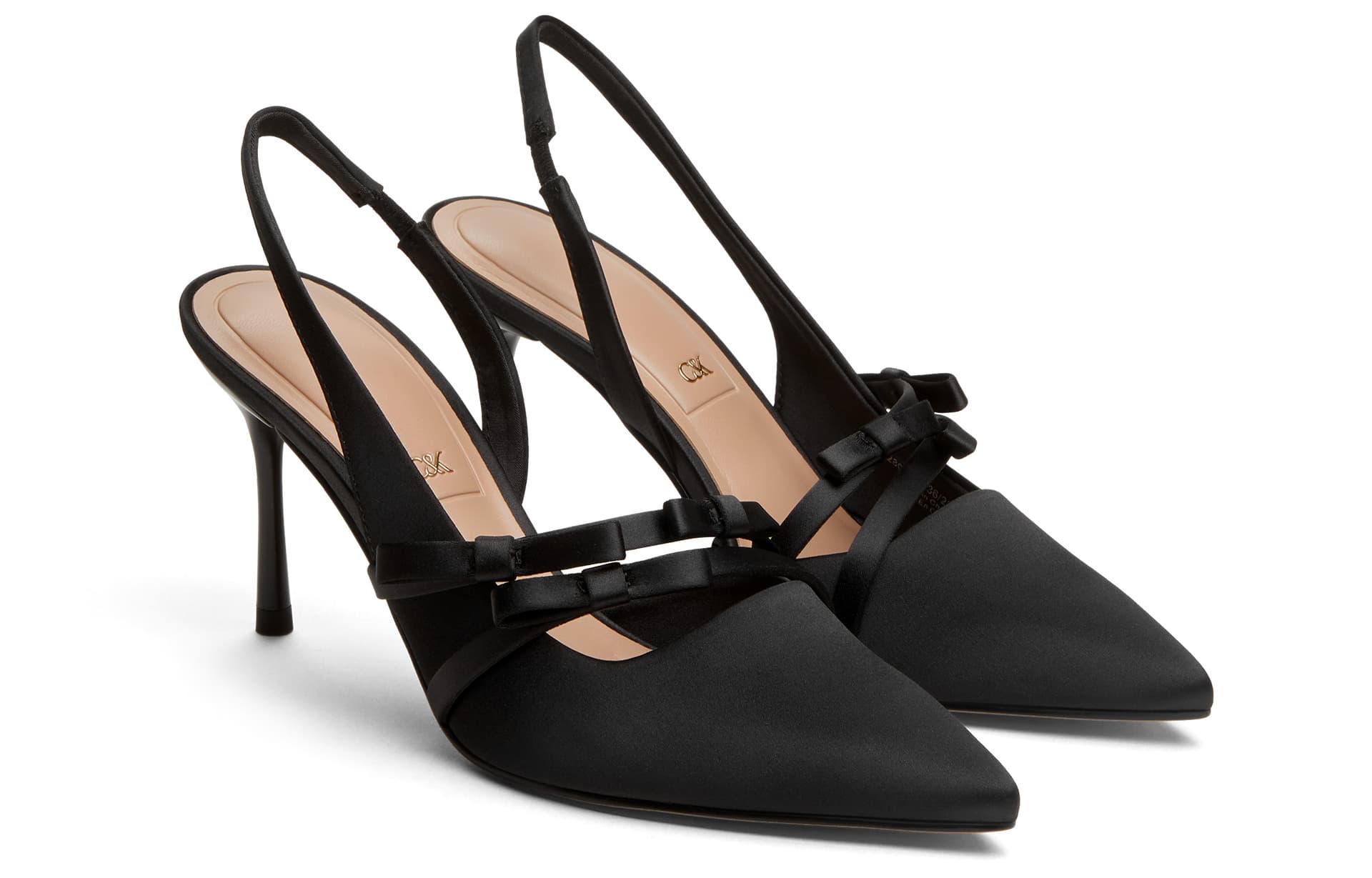 Шлёпанцы CHARLES&KEITH Женские туфли для свадьбы с бантом и заостренным носком из сатина на высоком каблуке 8 см - изображение 2