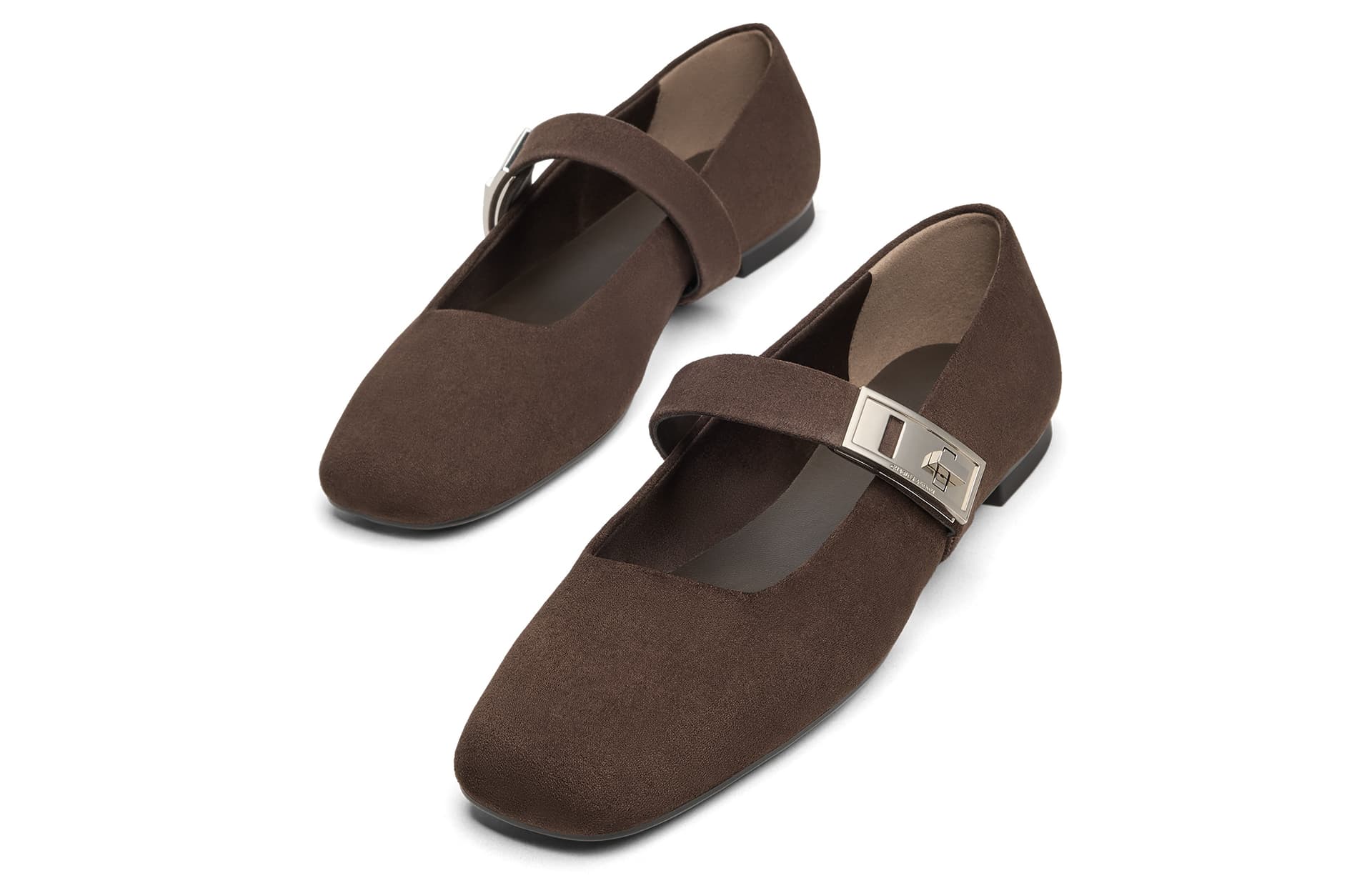 CHARLES&KEITH Туфли Мэри Джейн с квадратным носком и пряжкой из PU ткани, плоский каблук 1 см, женские - изображение 3
