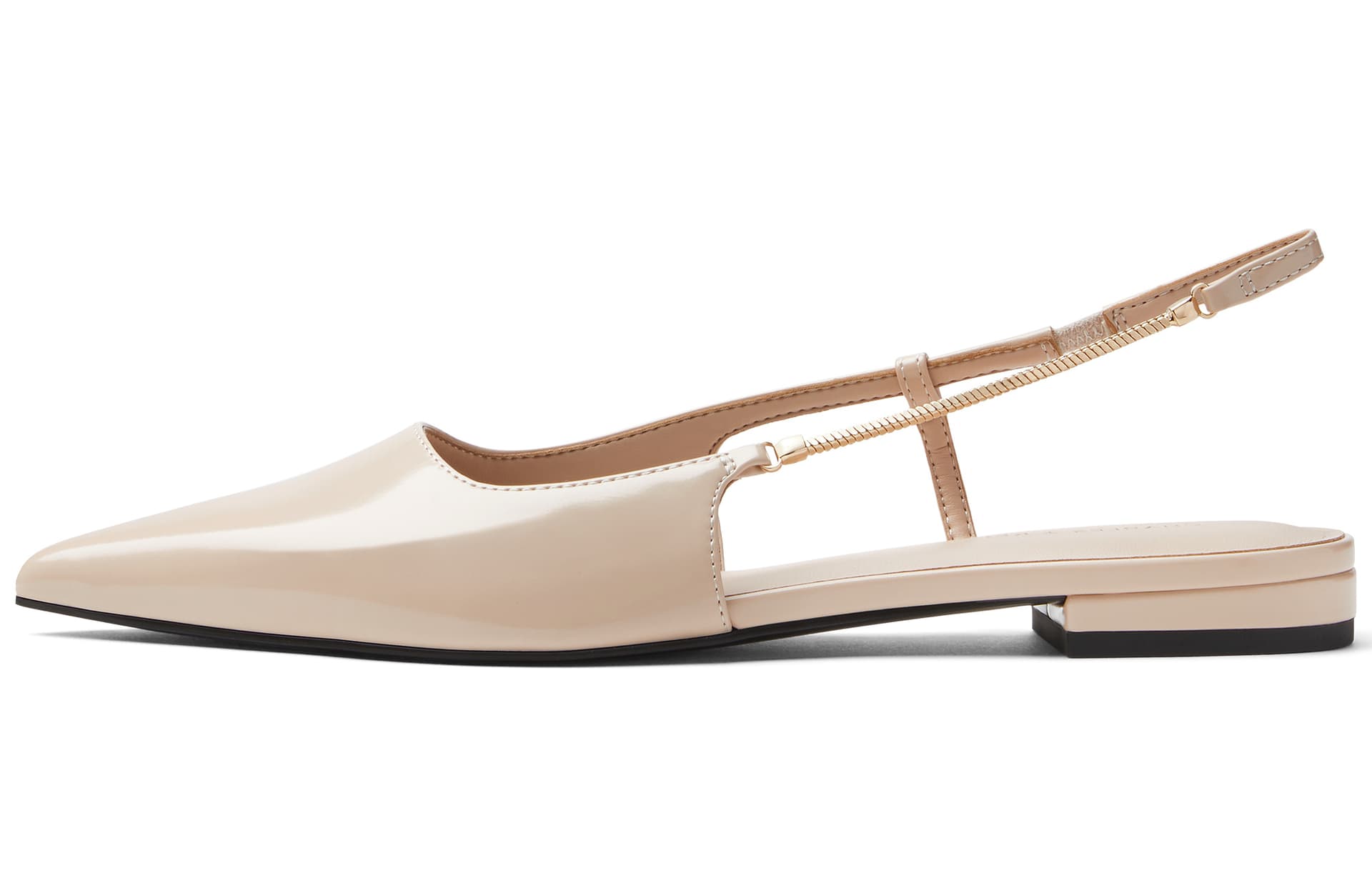 Тапочки CHARLES&KEITH Женские повседневные туфли с цепочкой и заостренным носком PU Французский стиль 2,5 см - изображение 7
