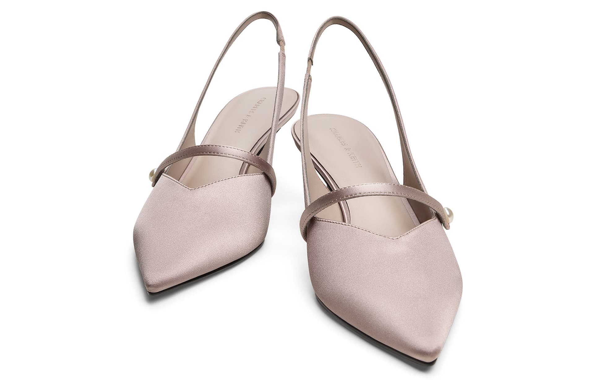 Туфли CHARLES&KEITH Элегантные сандалии на узком каблуке 5,6 см с заостренным носком жемчужного цвета Женские Розово-лиловый - изображение 2