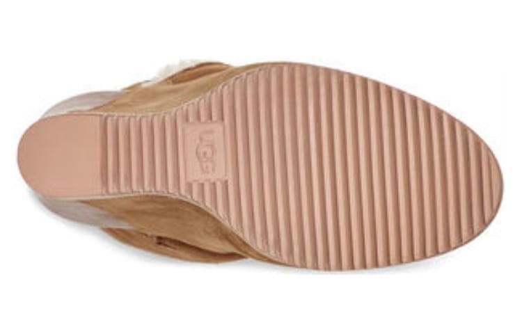 Сапоги UGG кожа ботильоны женские каштановые - изображение 6
