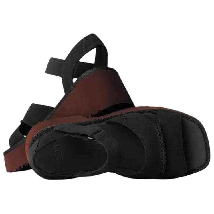 Шлёпанцы UGG New Heights Искусственная замша Одинарные Шнуровые Сандалии Женские Черные - изображение 3