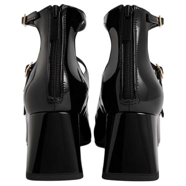 CHARLES&KEITH PU элегантные классические туфли Мэри Джейн на грубом каблуке 6,2 см женские - изображение 5