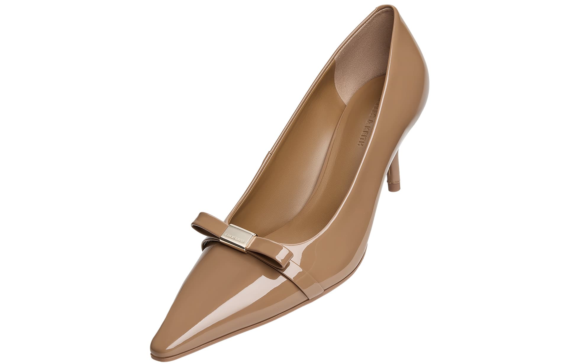 Туфли CHARLES&KEITH Женские туфли на узком каблуке 6,7 см с заостренным носком и бантом из PU - изображение 3
