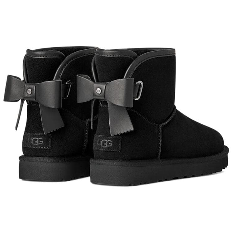 Ботинки зимние UGG Ultra Mini Bailey Кожа Арочный Снеговик Женские Черный - изображение 5