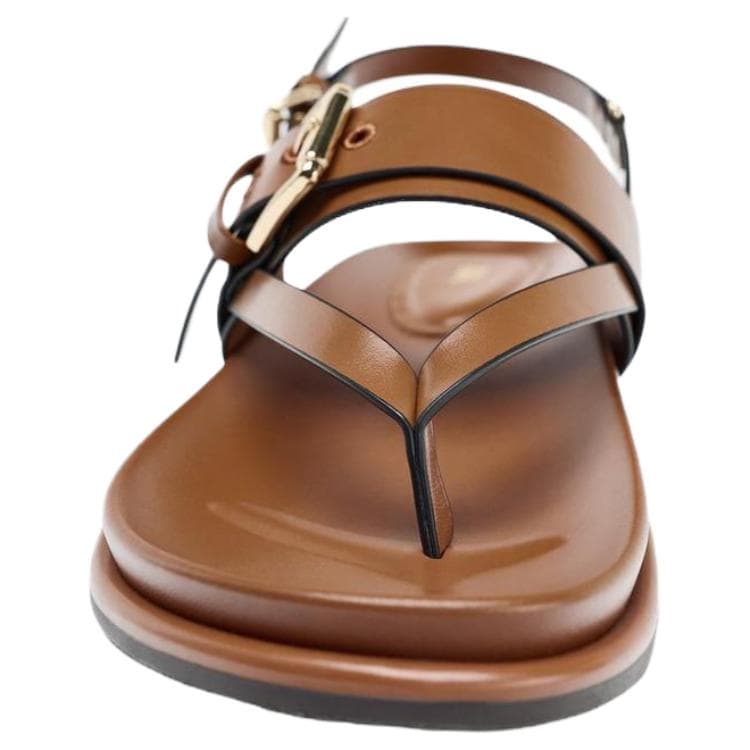 Шлёпанцы ZARA ПУ (полиуретан) Одиночные Сандалии с Шнуровкой 2,5 см Женские Коричневый - изображение 4