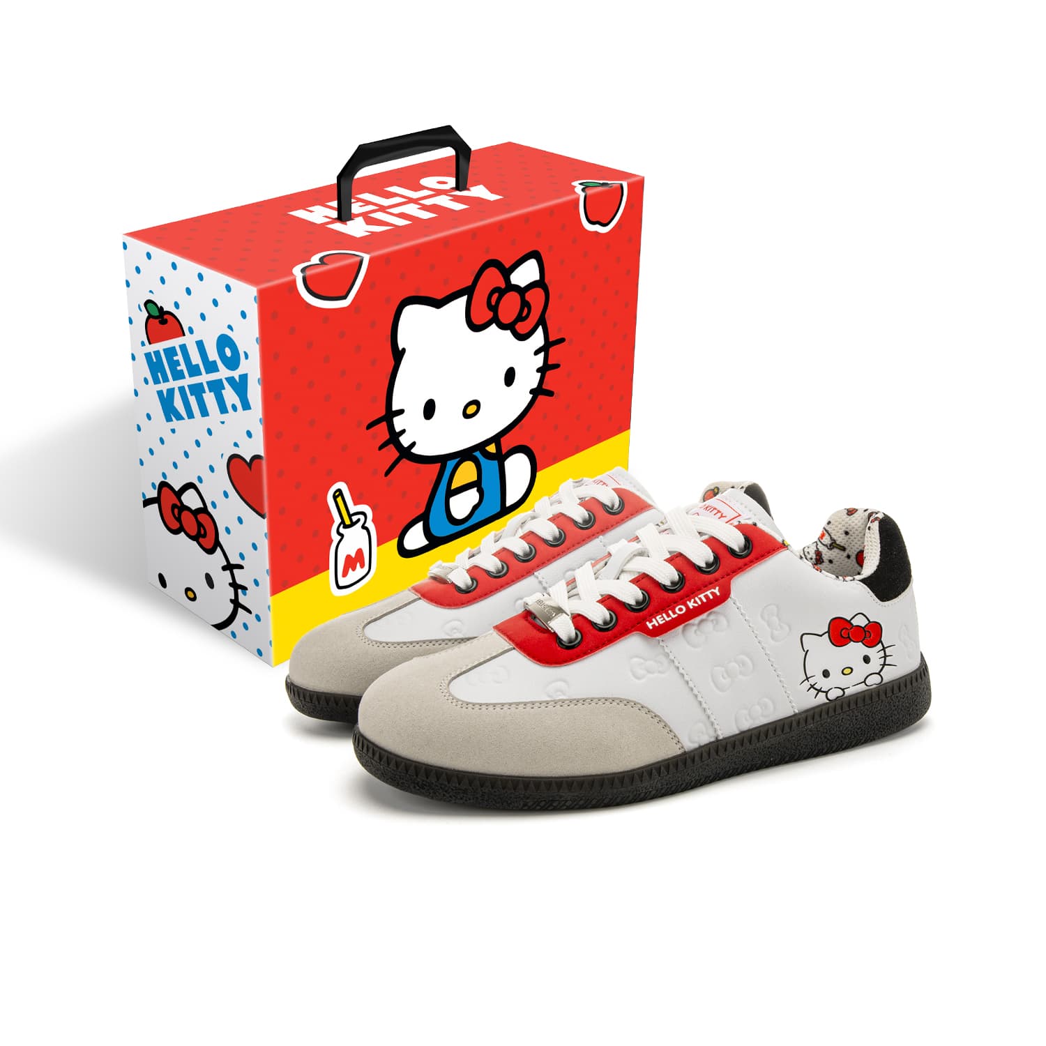 Кроссовки Sanrio x Hello Kitty Микрофибра Искусственная Кожа Устойчивая к Износу Увеличивающая Высоту Низкий Топ - изображение 2