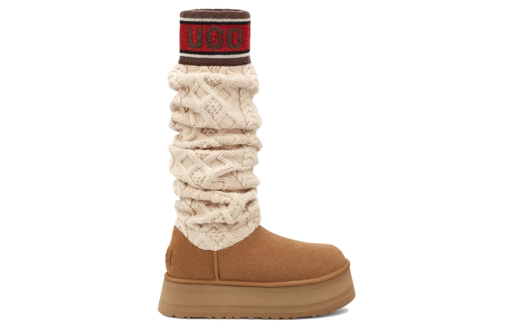 Сапоги UGG Высокие ботильоны женские коричневый белый красный - изображение 2