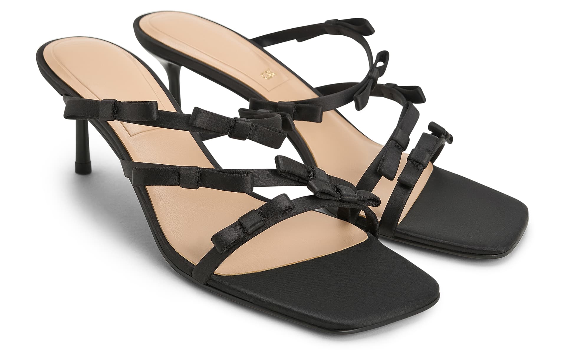 Шлёпанцы CHARLES&KEITH Ткань бант леопардовый принт высокий каблук можно носить снаружи сандалии 6 см женские - изображение 2