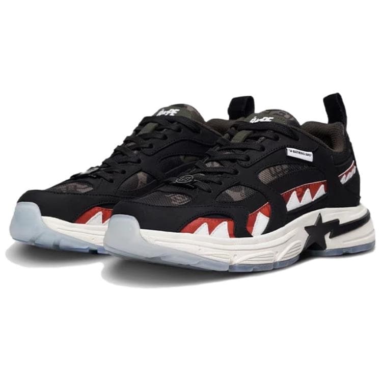 Кроссовки CLOT X A BATHING APE SHARK STA Устойчивая к истиранию Низкая Повседневная Обувь Унисекс Черная - изображение 3