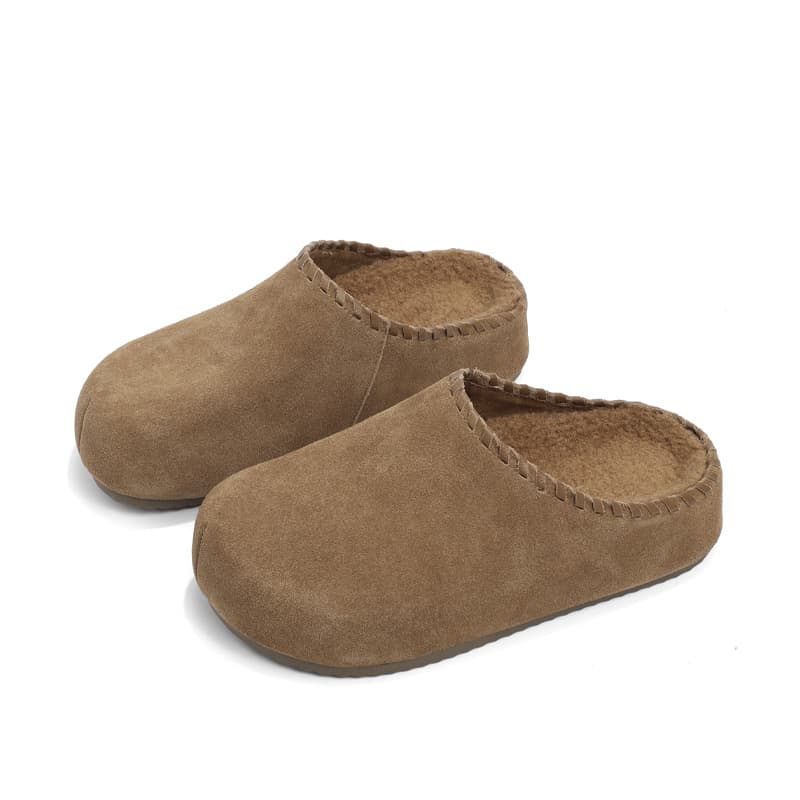 Сандалии CENTRAL&KITTY Обувь в стиле Birkenstock Слипоны Утолщенный с флисовой подкладкой Термический Резиновая подошва Тапочки с закрытым носом 5см Женский Каштановый - изображение 2