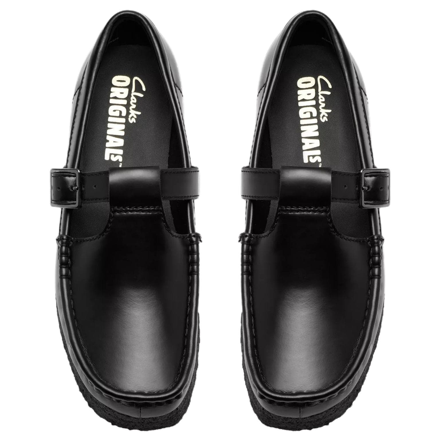Тапочки Clarks Wallabee T Bar Кожа Повседневная обувь Женская Черная - изображение 4