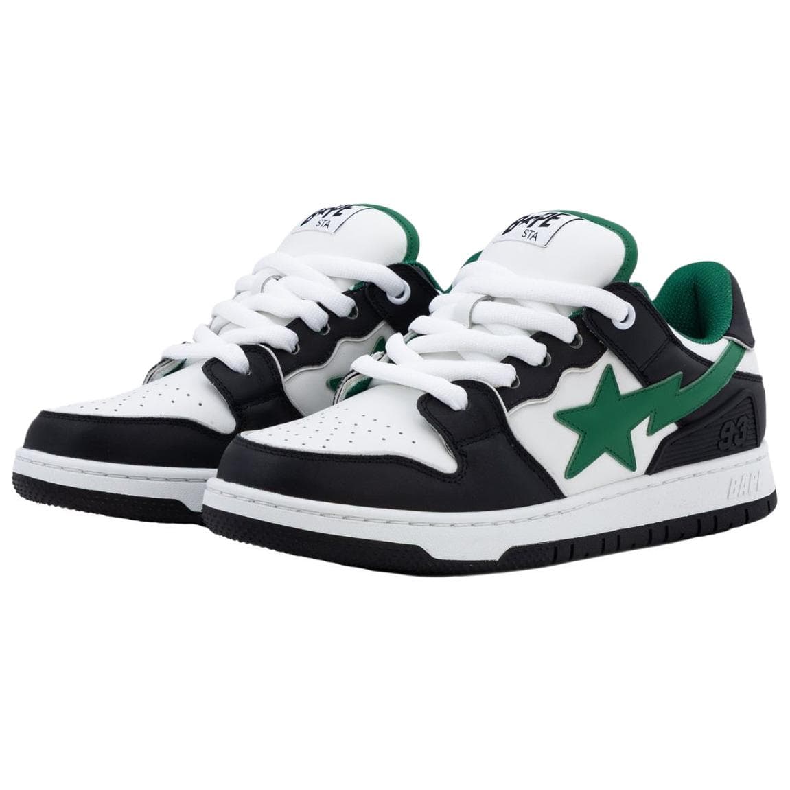 Кроссовки A BATHING APE SK8 STA Смелый Кожа Низкие Кеды Скейтборд Обувь Унисекс Черные - изображение 2