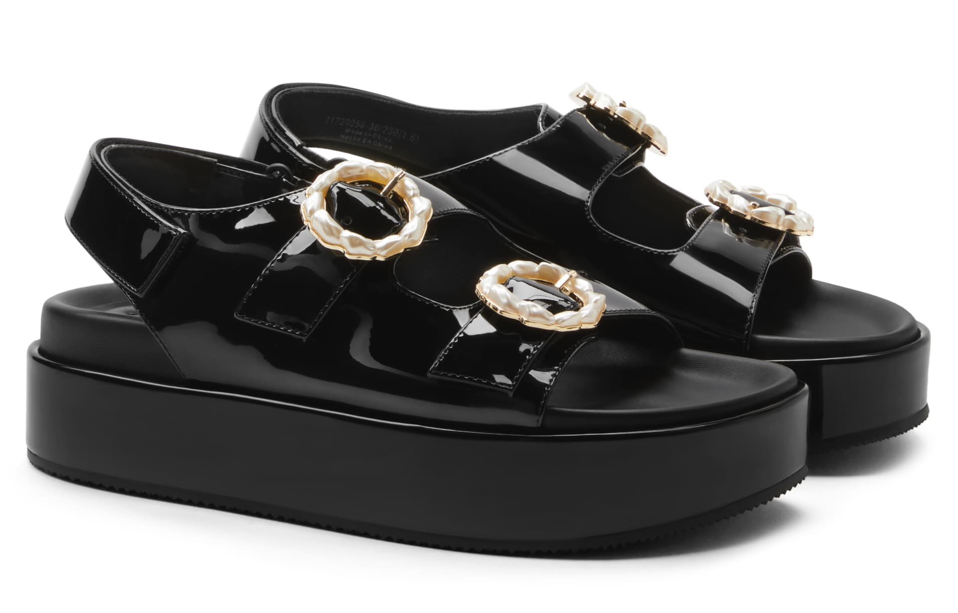 Шлёпанцы CHARLES&KEITH Ткань Обувь На Платформе С Имитацией Жемчуга И Стразами Повседневные Босоножки С Перемычкой - изображение 2