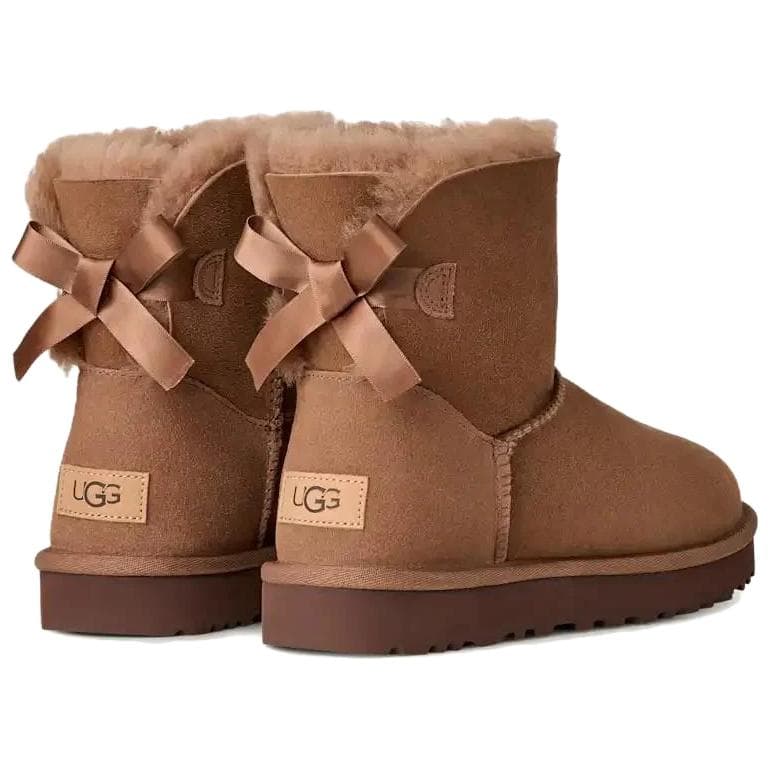 Ботинки зимние UGG Mini Bailey Bow II Короткие Снежные Ботинки Женские Коричневые - изображение 3