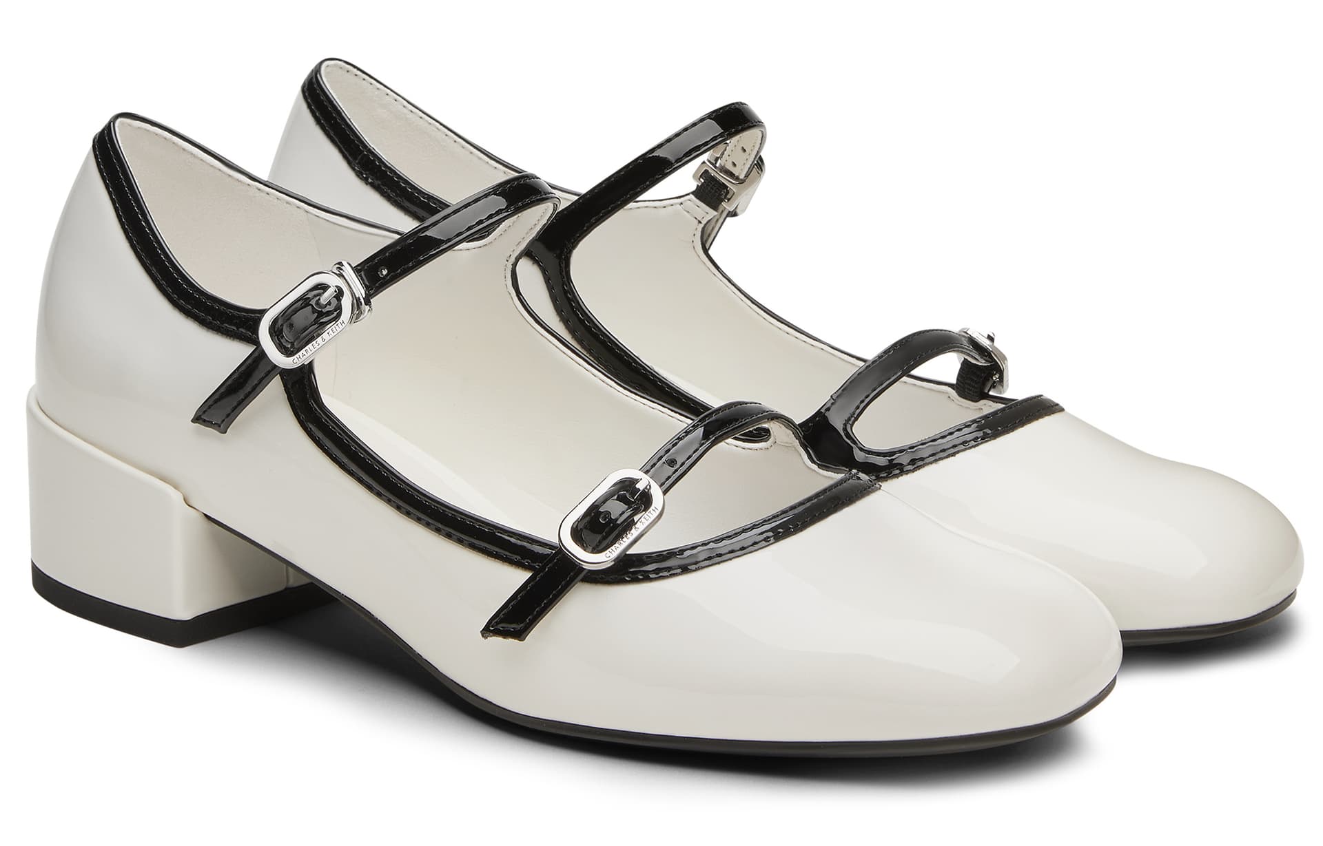 CHARLES&KEITH Туфли Мэри Джейн с круглым носком, многоцветные, на грубом каблуке 4,1 см - изображение 2