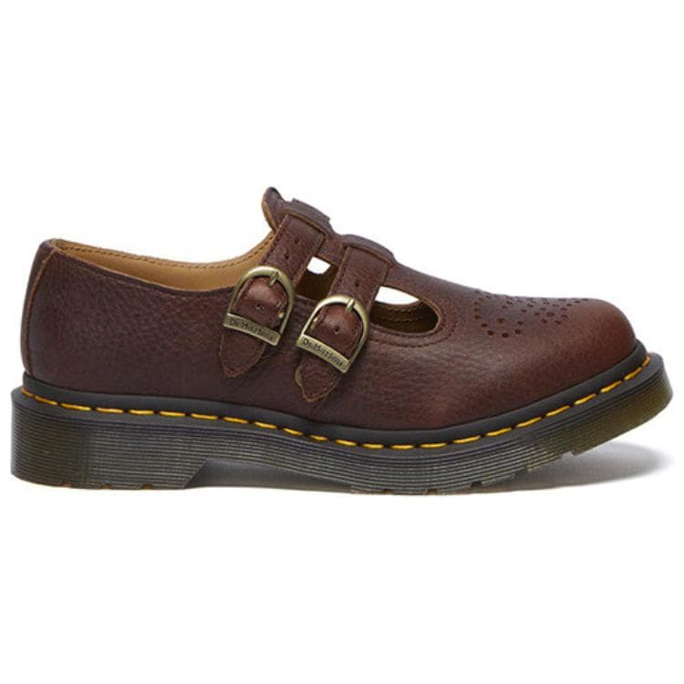 Dr.Martens Женские туфли Mary Jane из коровьей кожи красного и коричневого цвета - изображение 2