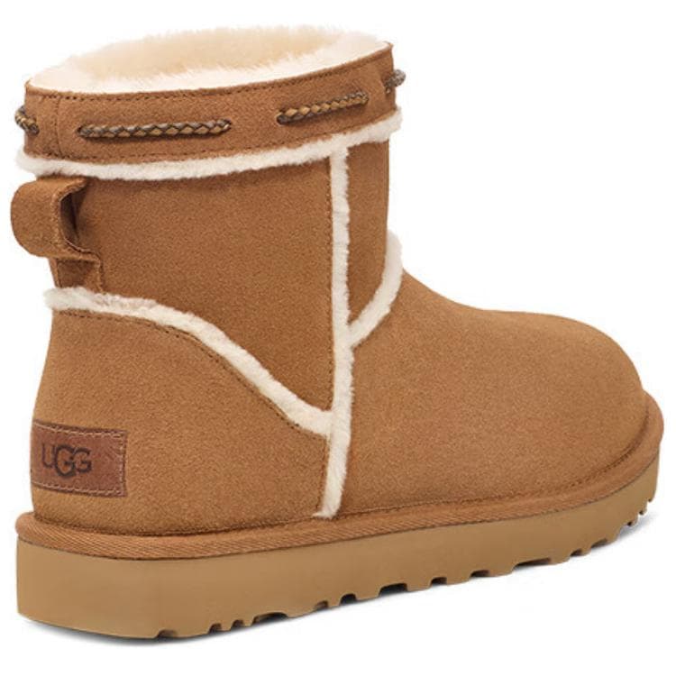 Ботинки зимние UGG Спилок Коровья Кожа Короткие Снежные Ботинки Унисекс Каштановый - изображение 4