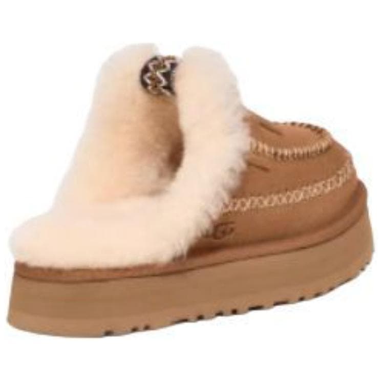 Сандалии UGG Slip-On Круглый носок С флисовой подкладкой Мюли ЭВА Устойчивые к истиранию Домашние тапочки Женские Каштановый - изображение 4