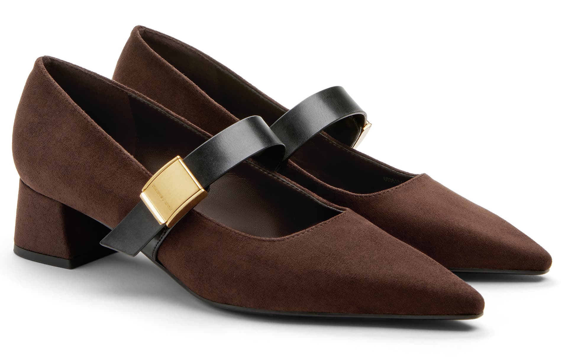 CHARLES&KEITH Обувь без подкладки из искусственной замши с заостренным носком, грубый каблук, туфли Мэри Джейн, около 4см, женские, многоцветные - изображение 2