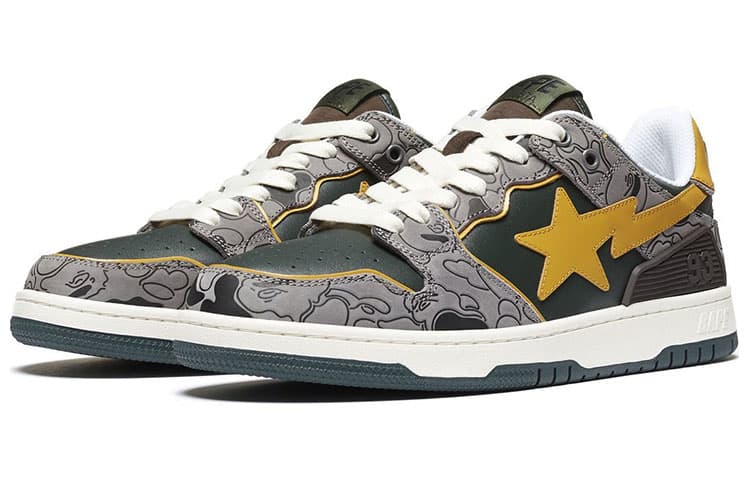 Кроссовки A BATHING APE SK8 Sta Grey Yellow - изображение 3